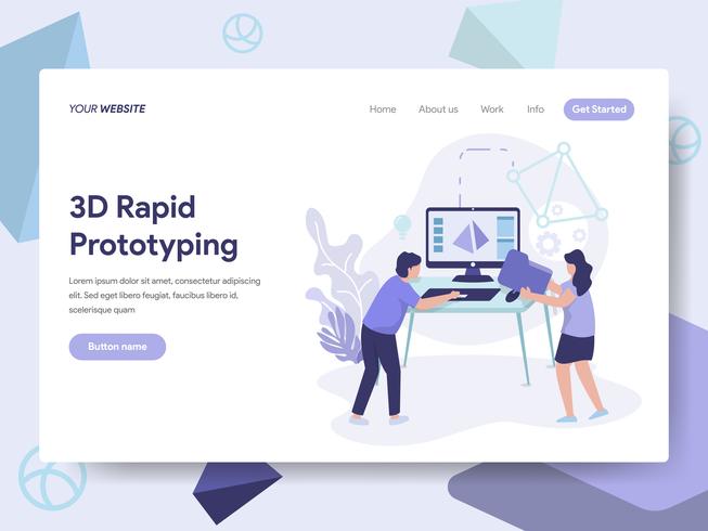 Landing page template of 3d Rapid Prototyping Illustration Concept. Isometric flat design concept of web page design for website and mobile website.Vector illustration vector