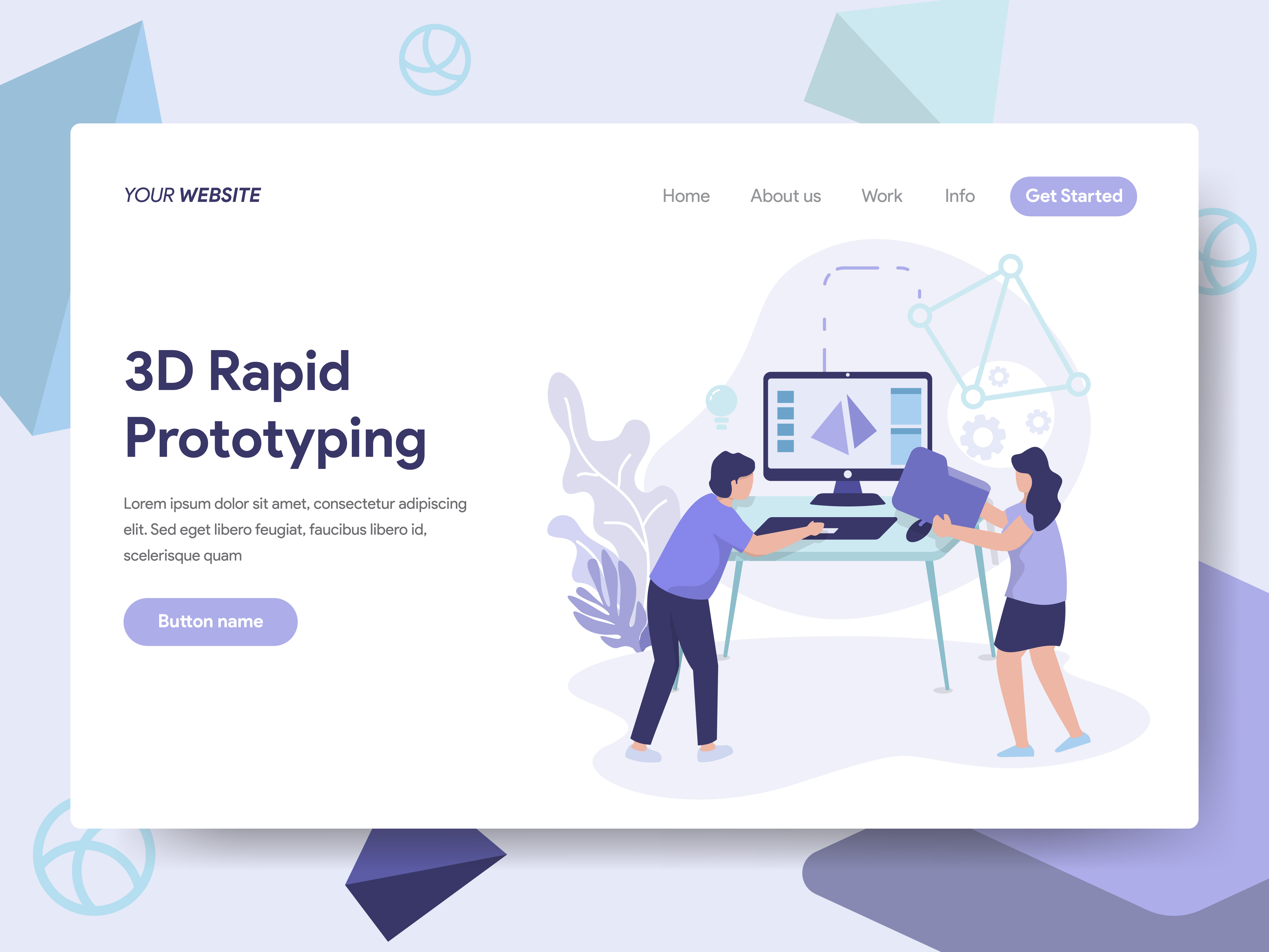 Landing Page Template Of 3d Rapid Prototyping Illustration Concept 