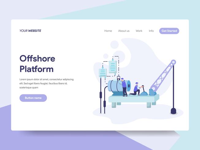 Landing page template of Offshore Platform Illustration Concept. Isometric flat design concept of web page design for website and mobile website.Vector illustration vector