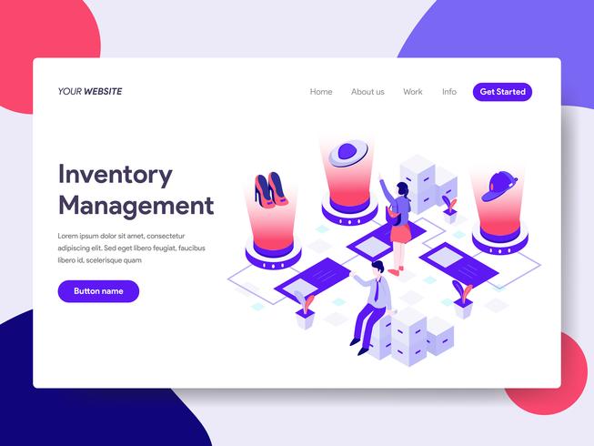 Landing page template of Inventory Management Illustration Concept. Isometric flat design concept of web page design for website and mobile website.Vector illustration vector