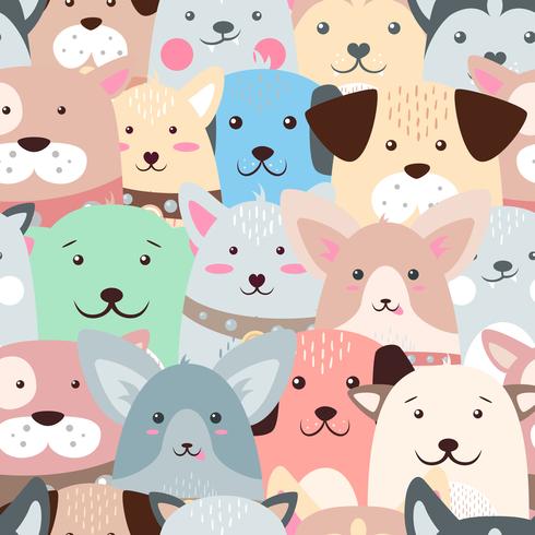 Animals, dog - cute, funny pattern. vector