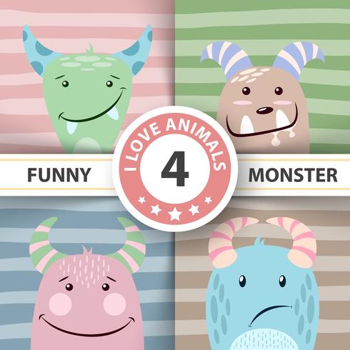Set cute monster. Four items. vector