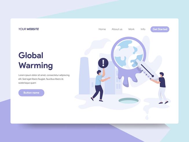 Landing page template of Global Warming Illustration Concept. Isometric flat design concept of web page design for website and mobile website.Vector illustration vector