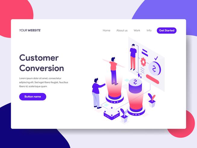 Landing page template of Customer Conversion Illustration Concept. Isometric flat design concept of web page design for website and mobile website.Vector illustration vector