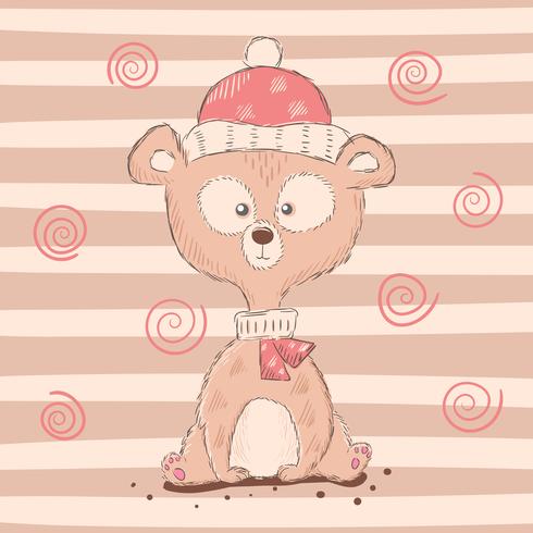 Cute, funny cartoon bear characters. vector