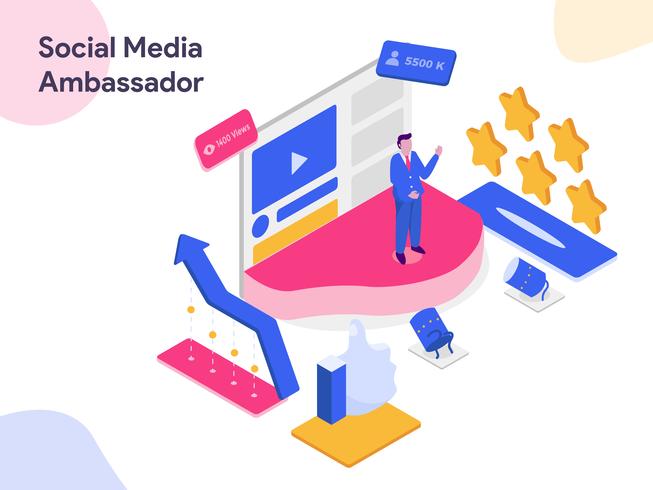 Social Media Ambassador Isometric Illustration. Modern flat design style for website and mobile website.Vector illustration vector