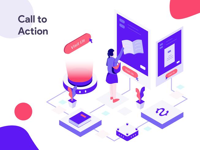 Call to Action Isometric Illustration. Modern flat design style for website and mobile website.Vector illustration vector