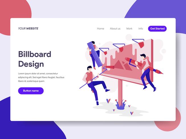 Landing page template of Billboard Design Process Illustration Concept. Isometric flat design concept of web page design for website and mobile website.Vector illustration vector