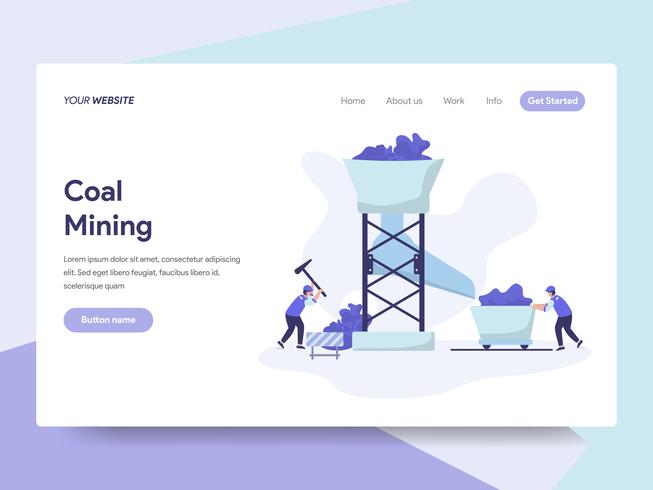 Landing page template of Coal Mining Illustration Concept. Isometric flat design concept of web page design for website and mobile website.Vector illustration vector