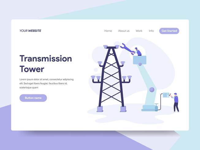Landing page template of Transmission Tower Illustration Concept. Isometric flat design concept of web page design for website and mobile website.Vector illustration vector
