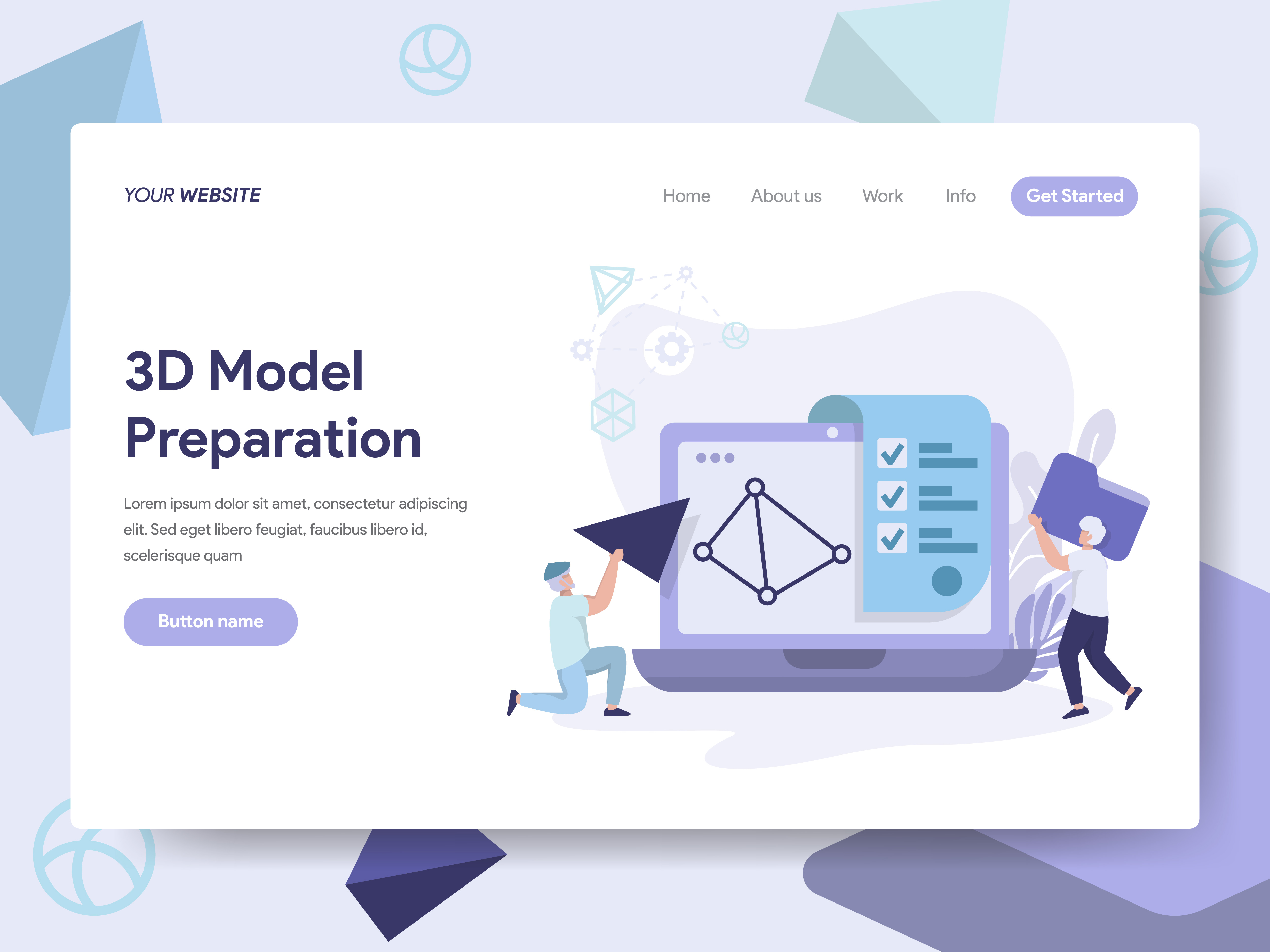 Landing Page Template Of 3D Printing Model Illustration Concept 