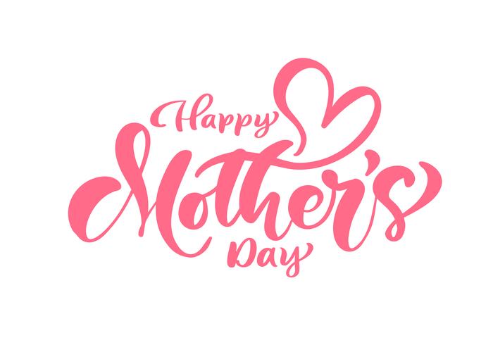 Texto de caligrafía de vector de feliz día de la madre rosa.