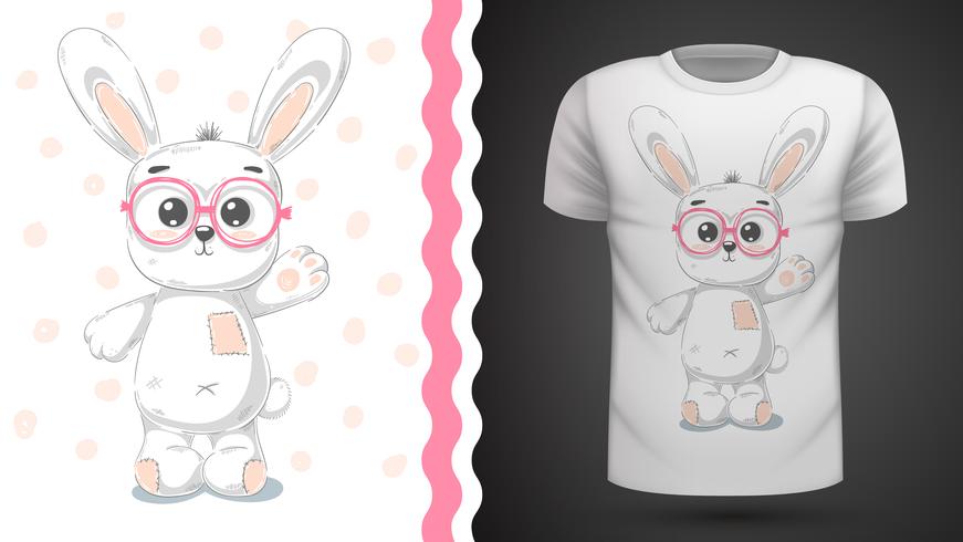 Cute rabbit - idea for print t-shirt. vector