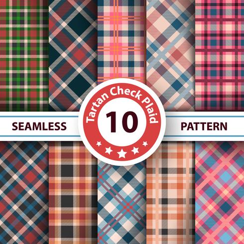 Classic tartan, Picnic tablecloth, Gingham, Buffalo, Lamberjack, Merry Christmas check plaid seamless patterns. vector