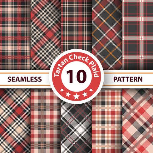 Classic tartan, Picnic tablecloth, Gingham, Buffalo, Lamberjack, Merry Christmas check plaid seamless patterns. vector