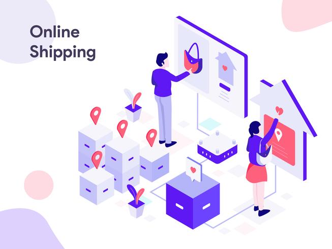 Online Shipping Isometric Illustration. Modern flat design style for website and mobile website.Vector illustration vector