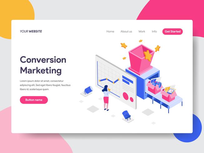Landing page template of Conversion Marketing Illustration Concept. Isometric flat design concept of web page design for website and mobile website.Vector illustration vector