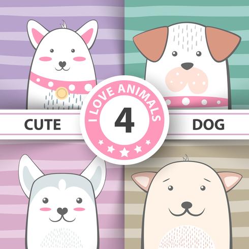 Set pretty dog cartoon characters. vector