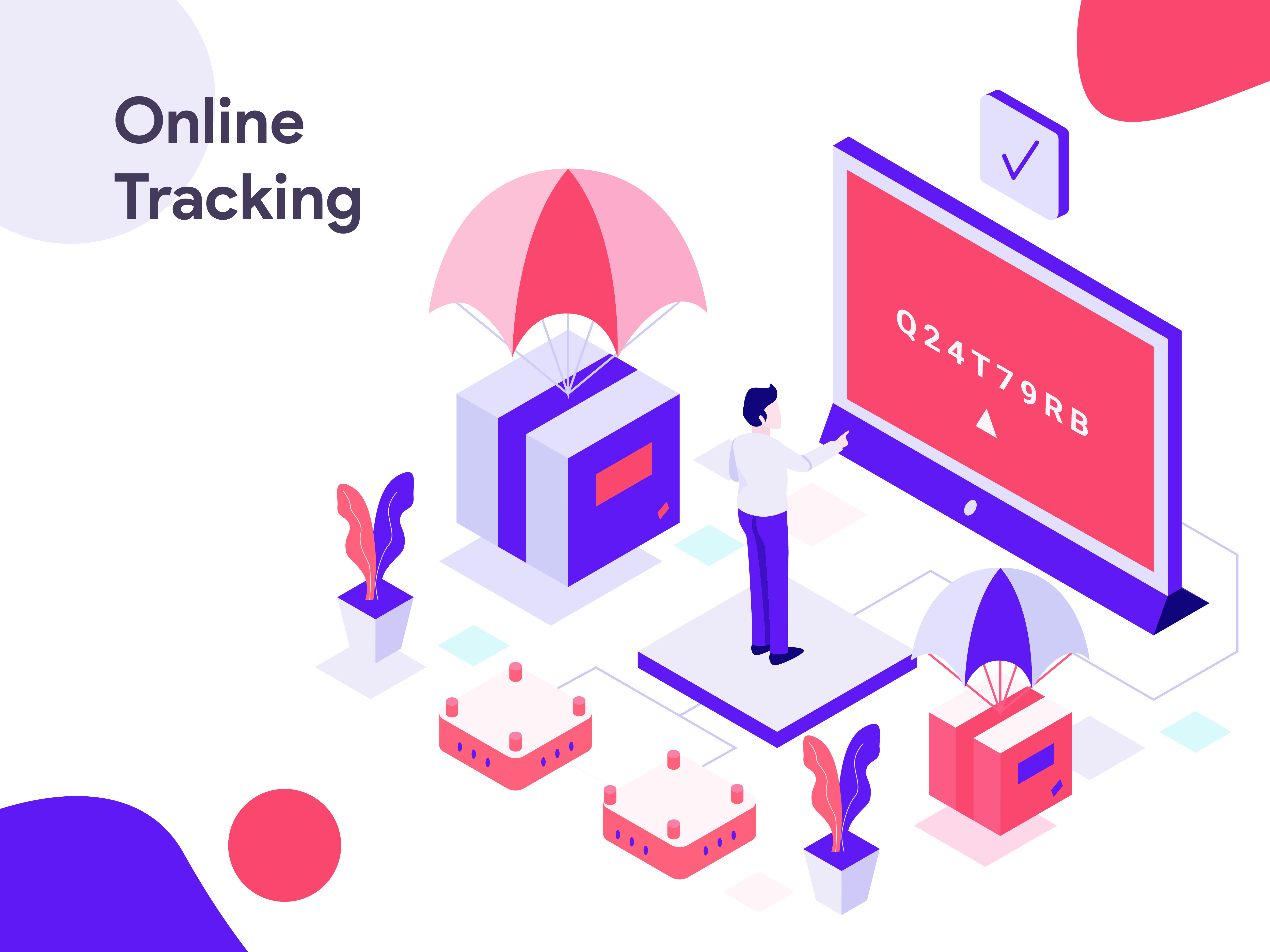 Online Tracking Isometric Illustration. Modern flat design style for