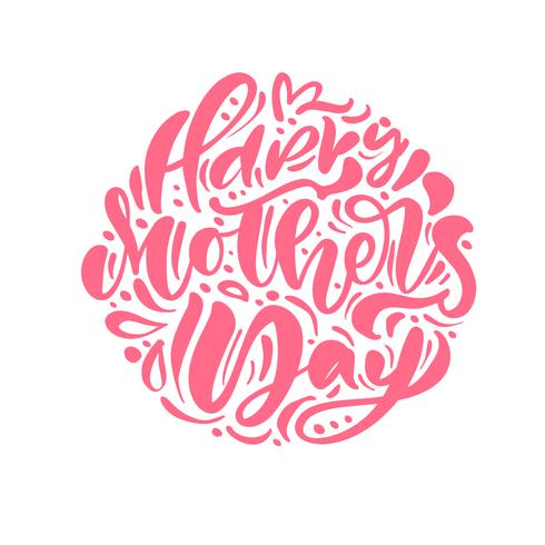 Texto de caligrafía de vector de feliz día de la madre rosa.