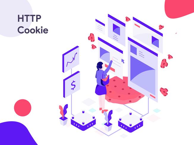 HTTP Cookie Isometric Illustration. Modern flat design style for website and mobile website.Vector illustration vector