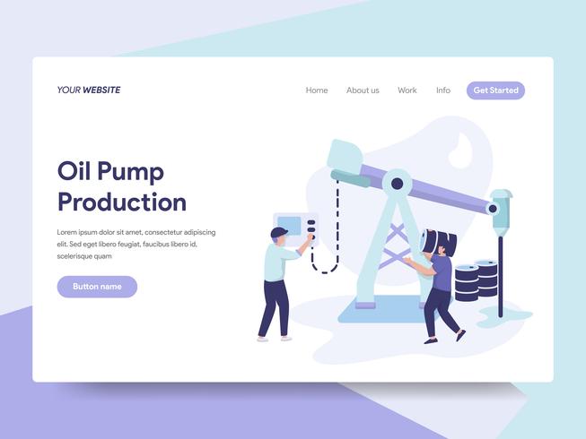 Landing page template of Oil Pump Production Illustration Concept. Isometric flat design concept of web page design for website and mobile website.Vector illustration vector
