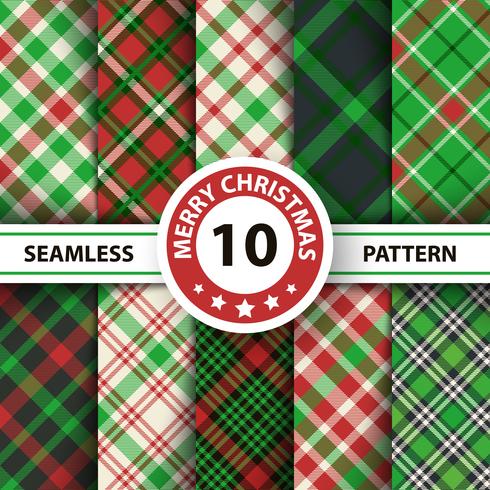 Classic tartan, Picnic tablecloth, Gingham, Buffalo, Lamberjack, Merry Christmas check plaid seamless patterns. vector