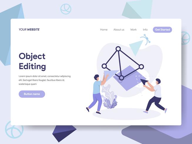 Landing page template of 3D Printing Object Editing Illustration Concept. Isometric flat design concept of web page design for website and mobile website.Vector illustration vector