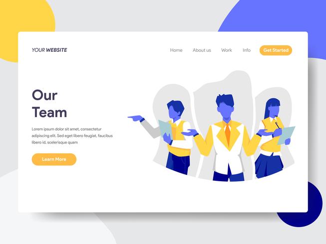 Landing page template of Our Team Illustration Concept. Flat design concept of web page design for website and mobile website.Vector illustration vector