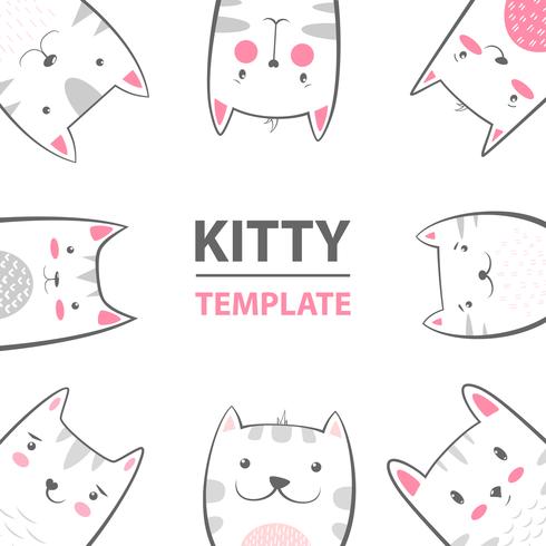 Cat, kitty characters - cartoon template. vector