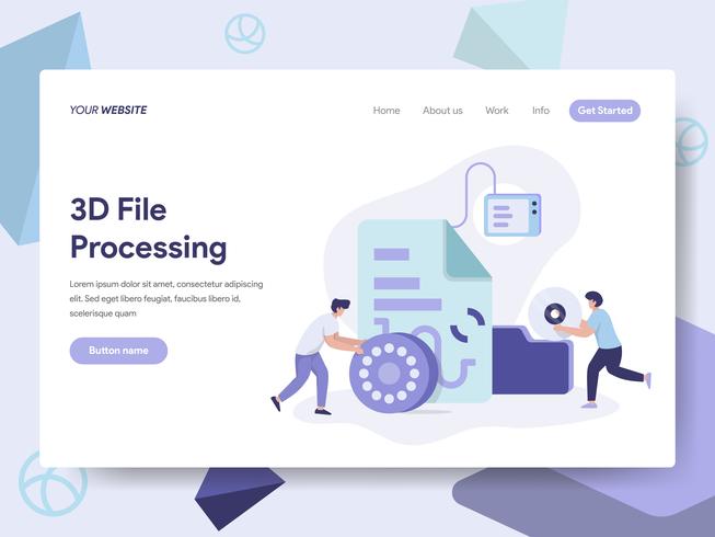 Landing page template of 3D File Document Illustration Concept. Isometric flat design concept of web page design for website and mobile website.Vector illustration vector