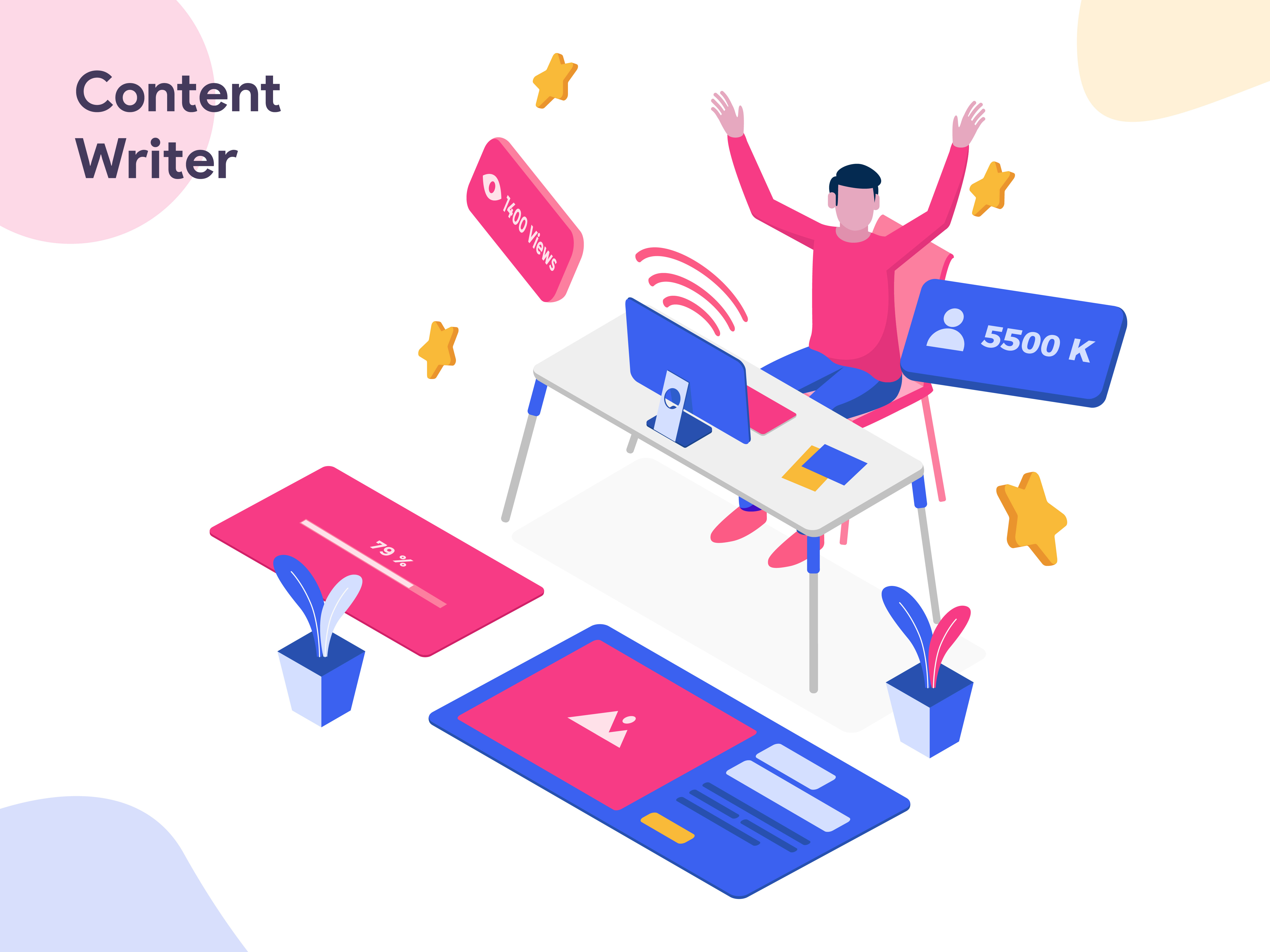 Download Content Writer Isometric Illustration. Modern flat design style for website and mobile website ...