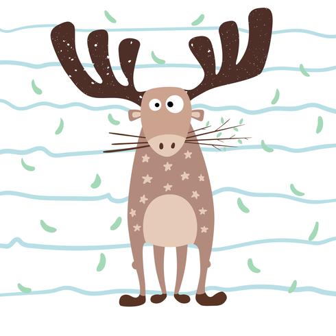 Teddy deer love - cartoon funny illustration. vector