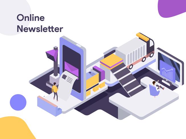 Online Newsletter Isometric Illustration. Modern flat design style for website and mobile website.Vector illustration vector