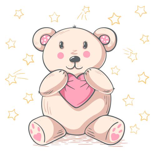 Cute teddy panda hugs love. vector