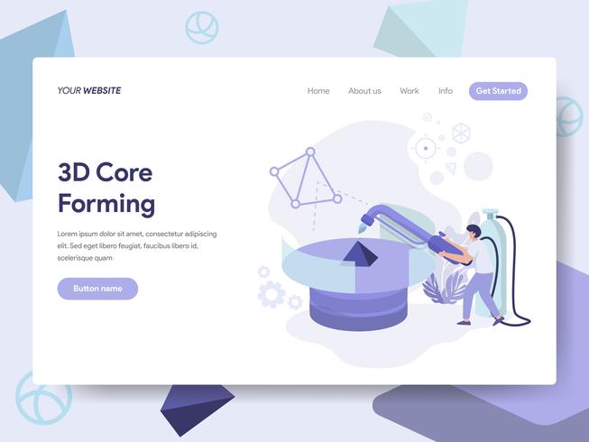 Landing page template of 3D Core Forming Illustration Concept. Isometric flat design concept of web page design for website and mobile website.Vector illustration vector