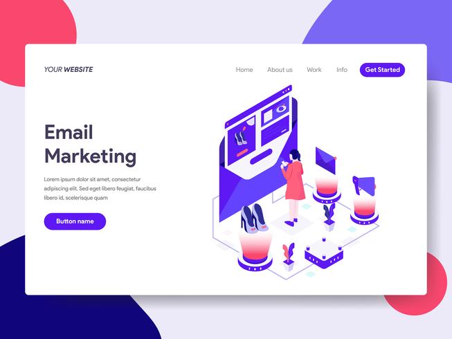 Landing page template of Email Marketing Illustration Concept. Isometric flat design concept of web page design for website and mobile website.Vector illustration vector