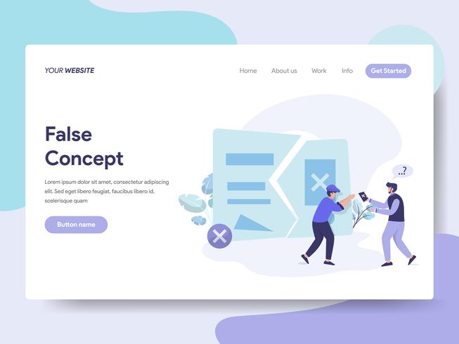 Landing page template of False Idea and Concept Illustration Concept. Isometric flat design concept of web page design for website and mobile website.Vector illustration vector