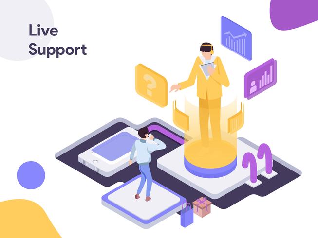 Live Support Isometric Illustration. Modern flat design style for website and mobile website.Vector illustration vector