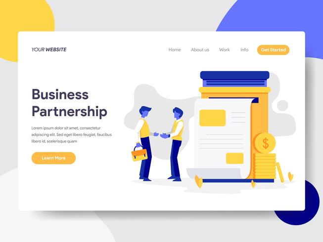 Landing page template of Business Partnership Illustration Concept. Flat design concept of web page design for website and mobile website.Vector illustration vector