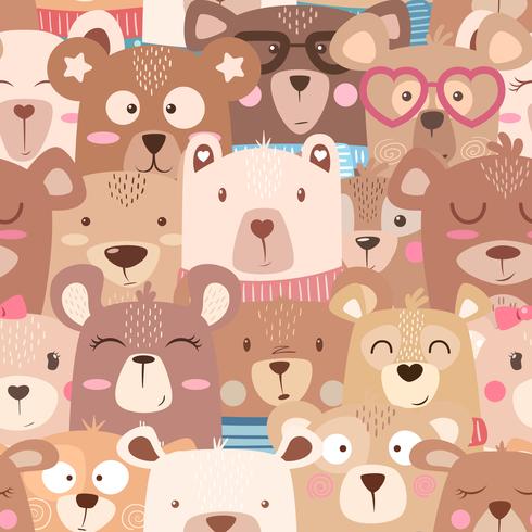 Seamless pattern - cute set bear. vector