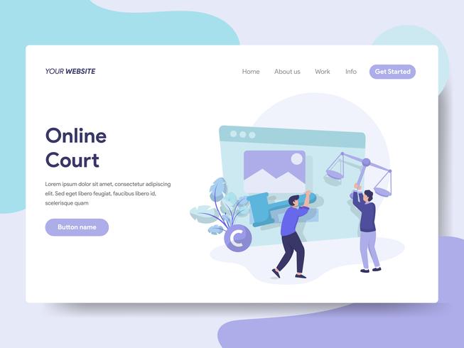 Landing page template of Online Court Illustration Concept. Isometric flat design concept of web page design for website and mobile website.Vector illustration vector