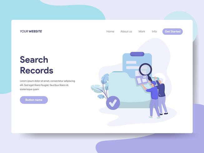 Landing page template of Search Records Illustration Concept. Isometric flat design concept of web page design for website and mobile website.Vector illustration vector