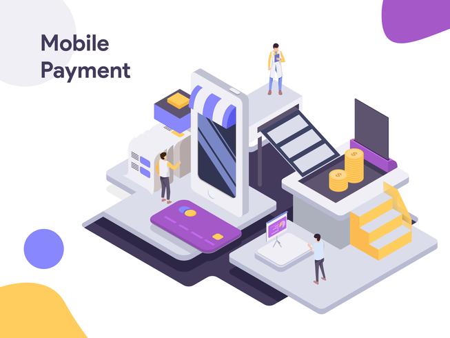 Mobile Payment Isometric Illustration. Modern flat design style for website and mobile website.Vector illustration vector