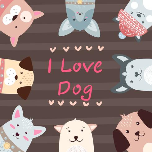 Cute, funny, pretty dog characters. vector