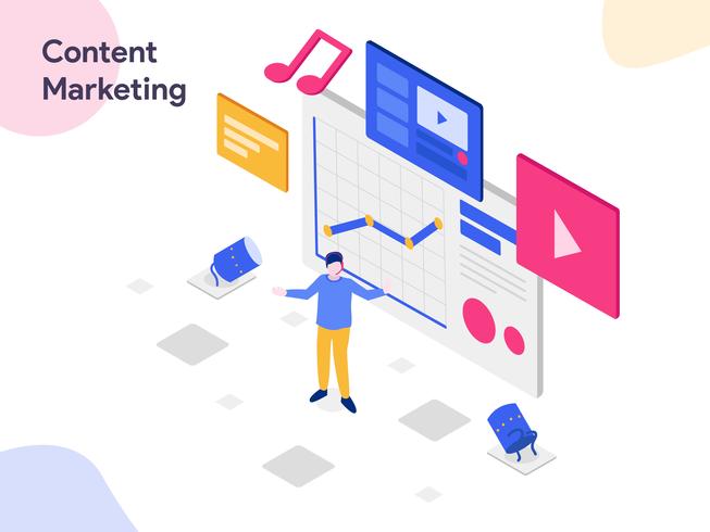 Content Marketing Isometric Illustration. Modern flat design style for website and mobile website.Vector illustration vector