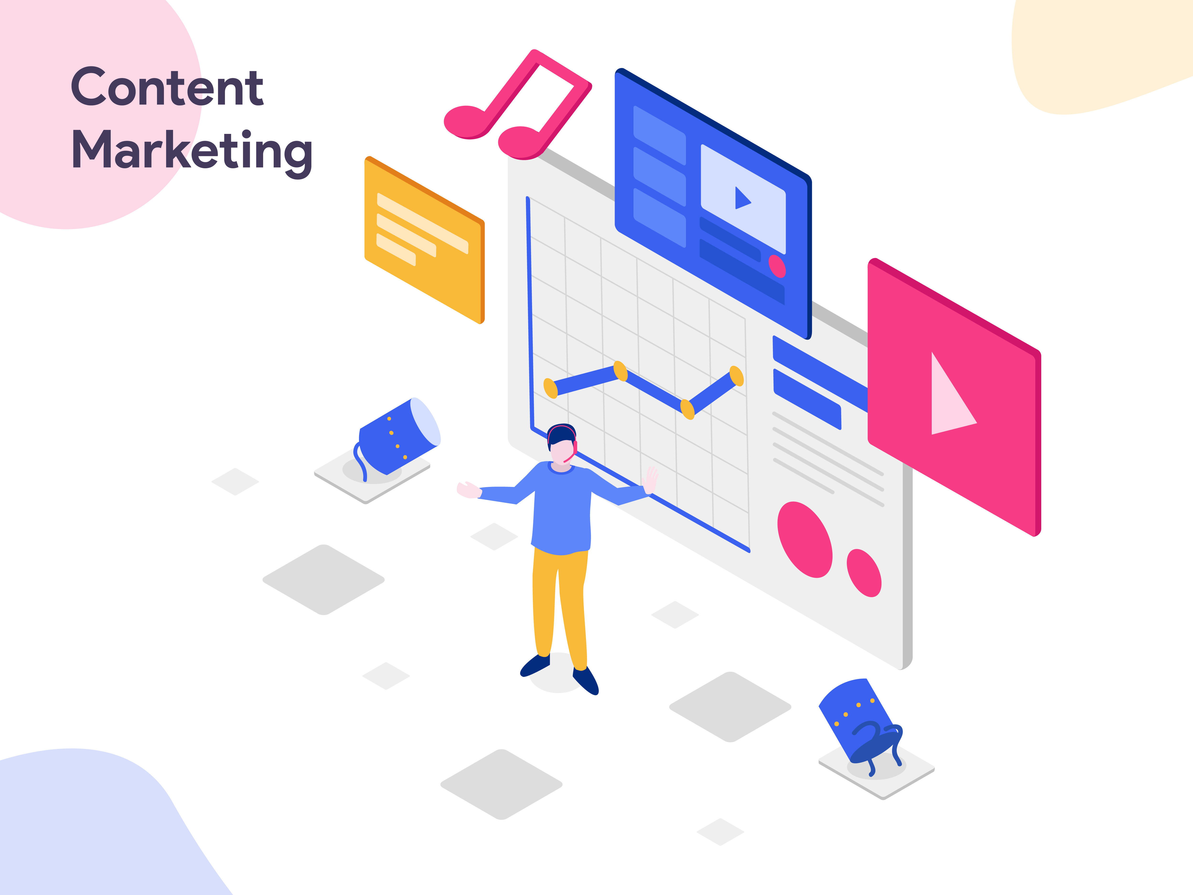 Download Content Marketing Isometric Illustration. Modern flat design style for website and mobile ...
