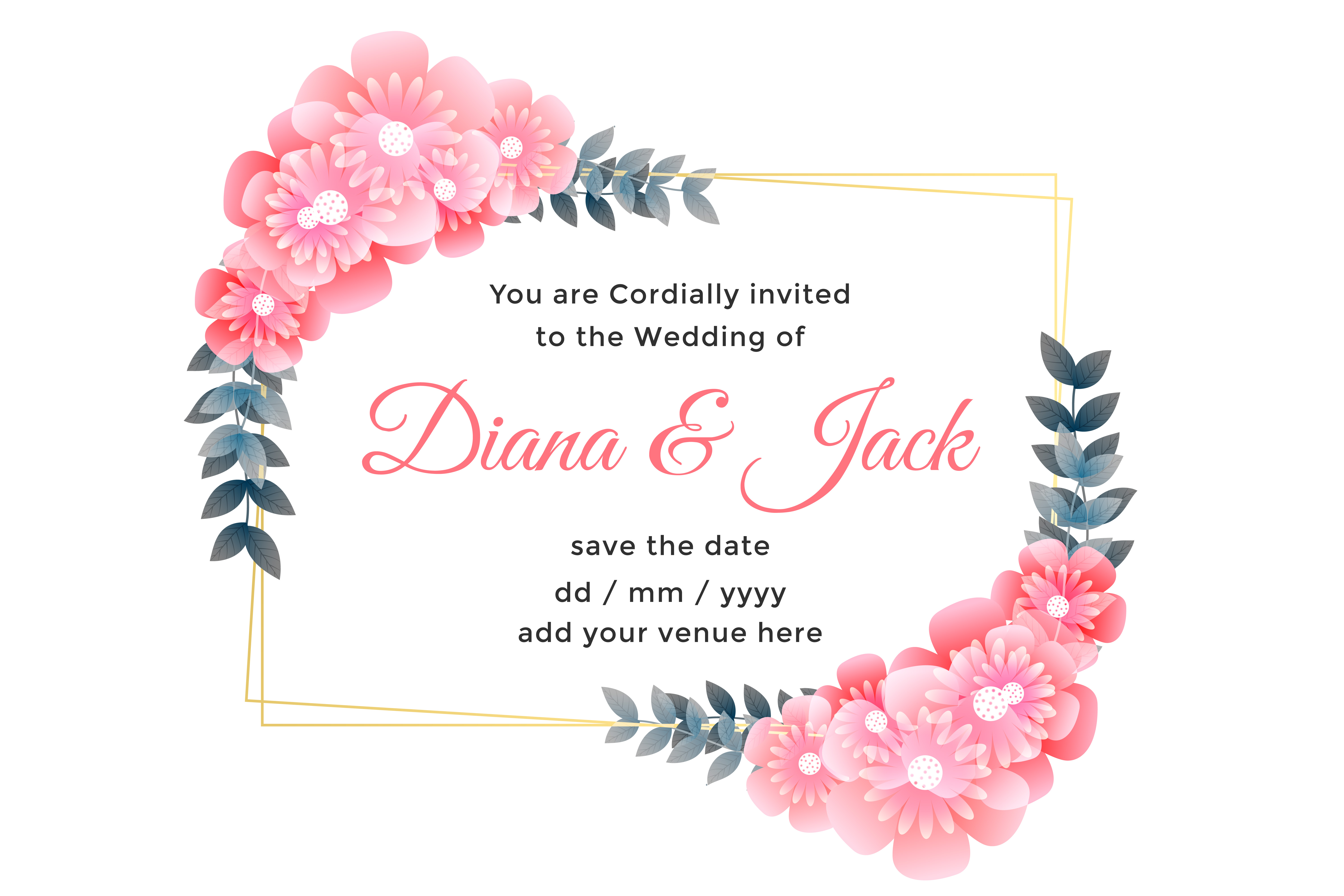 beautiful flower decorative wedding card design - Download Free Vector