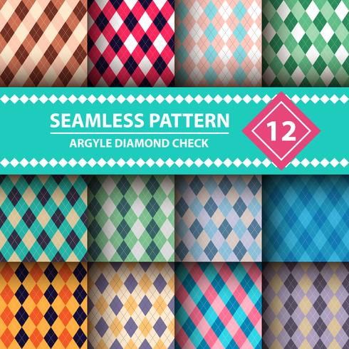 Seamless argyle plaid blue pattern. Diamond check - idea for your print. vector