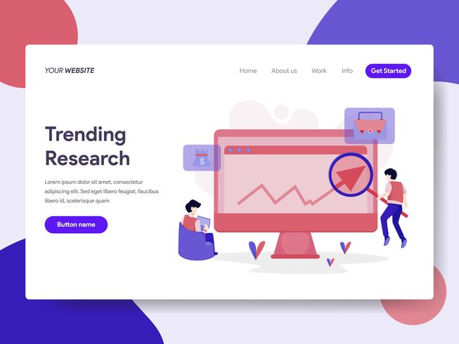 Landing page template of Trending Keyword Research Illustration Concept. Isometric flat design concept of web page design for website and mobile website.Vector illustration vector